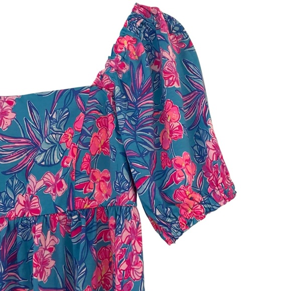 Lilly Pulitzer Orchid Oasis Delaney Dress Pleated Puff Sleeve Sundress - Picture 8 of 16